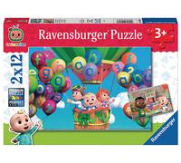 Ravensburger - puzzle cocomelon, collezione 2x12, 2 puzzle da 12 pezzi, età raccomandata 3+ anni