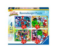 Ravensburger - Puzzle Marvel Spidey Amazing Friends, Collezione 4 in a Box, Idea Regalo per Bambini 3+ Anni, Gioco Educativo e Stimolante, 4 Puzzle 12-16-20-24 Pezzi, 19x14 cm
