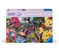 Puzzle Ravensburger 12001369 - Colibrì e farfalle - Puzzle da 200 pezzi per anziani e anziani, con pezzi più grandi e pratici, modello di immagine grande e con base per puzzle