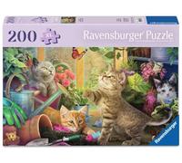 Ravensburger 12001735 - Gattino giocoso - 200 Gatto Anziani, con Pezzi, Grande Modello di Immagine e Base Stabile per Puzzle, Colore Argento