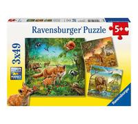 Puzzle ravensburger Animali 3x49 pezzi 1 St