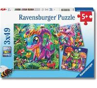 Ravensburger -Draghetti Da Giardino 3 x 49 Pezzi | Puzzle Bambini 5 Anni O Più | Puzzle Bambini 3x49 Pezzi | 21 X 21 | Regalo Bambino 5 Anni | Puzzles Perfetti Ravensburger