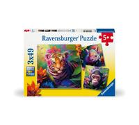 Puzzle Ravensburger Jungle Babies 3x49 pezzi per bambini - Ogni pezzo unico. I pezzi si incastrano perfettamente.