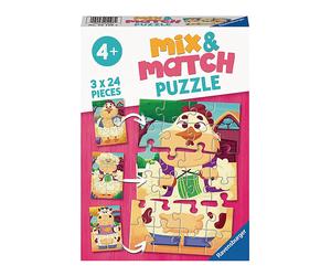 PUZZLE RAVENSBURGER Mix&Match: I miei amici della fattoria - 3x24 Pezzi in Cartone per 4+