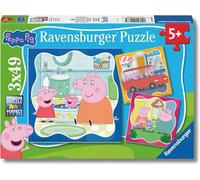 Ravensburger - Puzzle Bambini 5 Anni 3x49 Pezzi, Peppa Pig - Puzzle 5 Anni, Collezione Peppa Pig, Include 3 Puzzle 49 Pezzi, Giochi Educativi, Idee Regalo