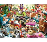 Puzzle Ravensburger The Cat Groomer da 1000 pezzi - Funny Cat Spa Scene di Dean MacAdam - Puzzle di alta qualità per adulti