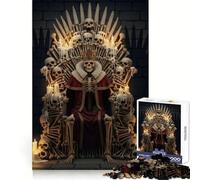 Puzzle "Re Scheletro sul Trono di Ossa" da 1000 pezzi per ragazzi, ideale per migliorare la memoria, per un relax divertente e per una collezione di opere d'arte dai tagli netti 38x52cm