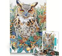 Puzzle realistico con gufo ad acquerello per adulti, 1000 pezzi, stimola la memoria, gioco di gruppo, assemblaggio, sorpresa di Natale (50x75cm)