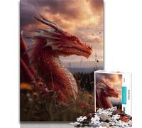 Puzzle Red Flying Dragon per adolescenti, giocattoli di gioco stimolanti Ogni pezzo è unico Gioco stimolante e divertente per tutta la famiglia (38x26cm)