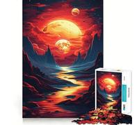 Puzzle Red Moon da 1000 pezzi per adulti, gioco per allenare la mente, relax, taglio di precisione, regalo elegante (38x26cm)