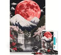 Puzzle Red Moon Fuji Mountain da 1000 pezzi per adolescenti: rafforza la memoria, calma e relax, bordi lisci, (38x52cm)