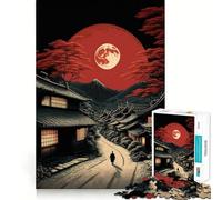 Puzzle Red Moon Japan da 1000 pezzi per adolescenti, ideale per migliorare la memoria, per un relax informale e per esporre opere d'arte di alta qualità (38x52cm)