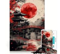 Puzzle Red Moon Japan da 1000 pezzi per adolescenti, stimola la memoria, facile da realizzare, con bordi puliti, a sorpresa per Natale (50x75cm)