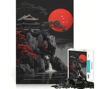 Puzzle Red Moon Japan Ink per adolescenti, 1000 pezzi, gioco di logica, rilassante, taglio preciso, (38x26cm)