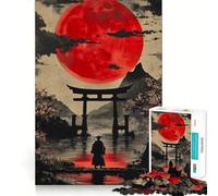 Puzzle Red Moon Japan Samurai per adulti, 1000 pezzi, stimola la memoria, divertente da assemblare, oggetto da collezione (38x26cm)