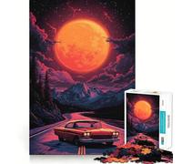 Puzzle "Red Moon Road Trip" per adulti, 1000 pezzi, stimolante per la mente, rilassante, con bordi precisi, pezzo da collezione (50x75cm)