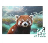 Puzzle Red Panda 1000 Pezzi Per Bambini E Adulti, Gioco Educativo, Impegnativo Rompicapo Con Wildflowers, Regalo Per Bambini E Adulti 38x26cm/1000pcs