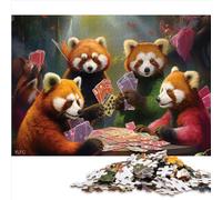 Puzzle Red Panda Poker per bambini e puzzle da 1000 pezzi per adulti Puzzle in legno per donne e uomini che imparano puzzle educativo 1000 pezzi (50x75 cm)