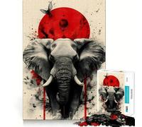 Puzzle Red Sun con elefante per ragazzi, 1000 pezzi, sfida mentale, divertimento rilassante, taglio preciso, regalo festivo (50x75cm)