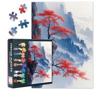 Puzzle Red Tree per adulti - Cliff Jigsaw Puzzle 1000 pezzi per adulti, 70 x 50 cm, gioco puzzle difficile e stimolante con pittura a inchiostro per decorazione da parete