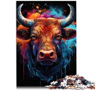 Puzzle Regali Giocattoli Pittura Colore Mucca 1000 Pezzi Puzzle in Legno Divertente Casa Attività, Regalo di Compleanno, Regali di Viaggio, 1000 Pezzi (50x75 cm)
