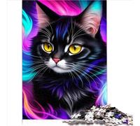 Puzzle Regalo bel ritratto di gatto Puzzle per adulti Cartone riciclato al 100% per adulti I bambini si offrono come regali per tutta la famiglia 1000 pezzi （26x38 cm）