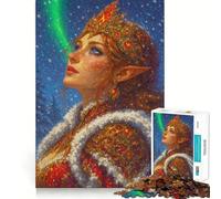 Puzzle "Regina degli Elfi Invernali con Aurora" da 1000 pezzi,gioco di concentrazione mentale,tagli di precisione,bordi lisci,attività coinvolgente per serate tranquille (38x26cm)
