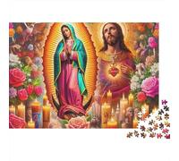 Puzzle religioso di Gesù,icona sacra floreale,1000 pezzi,robusto cartone antipolvere,per casa,tempo libero,attività per adulti,principianti,famiglia,52x38cm/1000 pezzi
