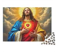 Puzzle religioso di Gesù,Sacro Cuore,1000 pezzi,in cartone riciclato robusto,antipolvere,per la casa,il tempo libero,antistress,per famiglie,adulti,attività al chiuso,52x38cm/1000 pezzi