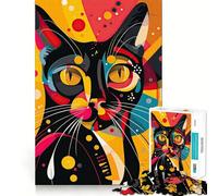 Puzzle retrò a forma di gatto da 1000 pezzi per adolescenti, gioco di logica e svago, bordi lisci, regalo di alta qualità (38x52cm)