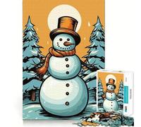 Puzzle retrò a forma di pupazzo di neve, difficile, per adulti, 1000 pezzi, puro gioco di logica, attività domestica, taglio netto, grazioso regalo (38x26cm)