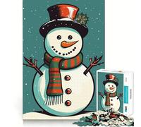 Puzzle retrò a forma di pupazzo di neve per ragazzi, 1000 pezzi, gioco di logica, lento, divertente, taglio perfetto, sorpresa di compleanno (38x26cm)