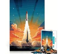 Puzzle retrò a forma di razzo spaziale da 1000 pezzi per adolescenti, gioco per lo sviluppo delle capacità cognitive, design accogliente e rilassante, assemblaggio ideale come regalo 38x52cm