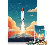 Puzzle retrò a forma di razzo spaziale da 1000 pezzi per adolescenti, gioco per sviluppare le capacità cognitive, design rilassante, assemblaggio, regalo premuroso 50x75cm