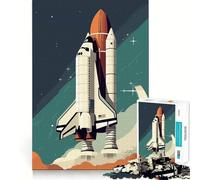 Puzzle retrò a forma di razzo spaziale da 1000 pezzi per ragazzi, gioco di memoria, per interni, con motivo Babbo Natale e desideri 50x75cm