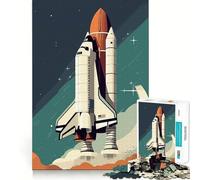 Puzzle retrò a forma di razzo spaziale per adulti, 1000 pezzi, gioco di logica mentale, delicato, rilassante, taglio preciso, lista dei desideri di Babbo Natale 38x26cm