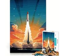 Puzzle retrò a tema razzo spaziale per adulti, 1000 pezzi, ideale per migliorare la memoria, per il tempo libero, con bordi precisi, perfetto come regalo per le festività 50x75cm