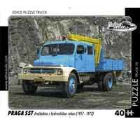 Puzzle Retro auto TRUCK Praga S5T doppia cabina con braccio idraulico 40 pezzi