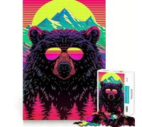 Puzzle Retro Bear da 1000 pezzi per adulti, gioco stimolante per la casa, taglio liscio, sorpresa di Natale (38x52cm)