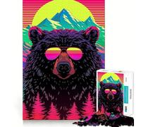 Puzzle Retro Bear da 1000 pezzi per adulti, ideale per rafforzare la memoria, alleviare lo stress e creare sorprese di compleanno (50x75cm)