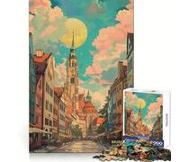 Puzzle Retro City Monaco di Baviera Germania per adulti, 1000 pezzi, stimolante per la mente, rilassante, con bordi precisi, pezzo da collezione (38x52cm)
