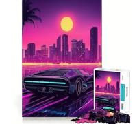 Puzzle Retro City Sunset da 1000 pezzi per ragazzi, gioco di logica, divertimento e svago, taglio liscio, regalo speciale (50x75cm)