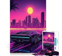 Puzzle Retro City Sunset per adolescenti, 1000 pezzi, stimola la memoria, rilassante e divertente, taglio di alta qualità, regalo elegante (38x26cm)