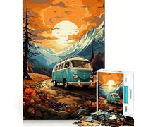 Puzzle retrò con autobus VW in montagna, 1000 pezzi, per adulti, ideale per rafforzare la memoria, per il divertimento di gruppo, con bordi puliti ed eleganti (50x75cm)