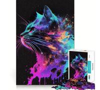 Puzzle retrò con gatto dipinto per ragazzi, 1000 pezzi, gioco di intelletto, rilassante, di alta qualità, regalo stagionale (50x75cm)