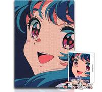 Puzzle retrò con ragazza anime dai capelli blu, 1000 pezzi, gioco divertente per lo sviluppo cognitivo, regalo speciale per una celebrazione premurosa, dimensioni 50x75cm