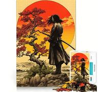 Puzzle retrò con tramonto samurai per adulti, 1000 pezzi, gioco di abilità mentale, hobby tranquillo, design, assemblaggio, regalo per le vacanze (38x26cm)