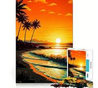 Puzzle retrò con tramonto sulla spiaggia, 1000 pezzi, per ragazzi, gioco di logica, divertimento e svago, taglio liscio, regalo speciale (50x75cm)