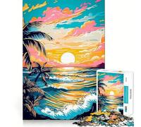 Puzzle retrò con tramonto sulla spiaggia, 1000 pezzi, per ragazzi, gioco di logica e abilità, rilassante e divertente, con tagli precisi, (38x26cm)