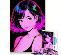 Puzzle retrò con una bellissima ragazza anime da 1000 pezzi per adolescenti, gioco intelligente di gruppo, immagine da assemblare, decorazione da parete (38x26cm)